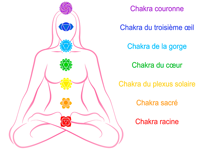 Les 7 chakras et le magnétisme — schéma énergétique